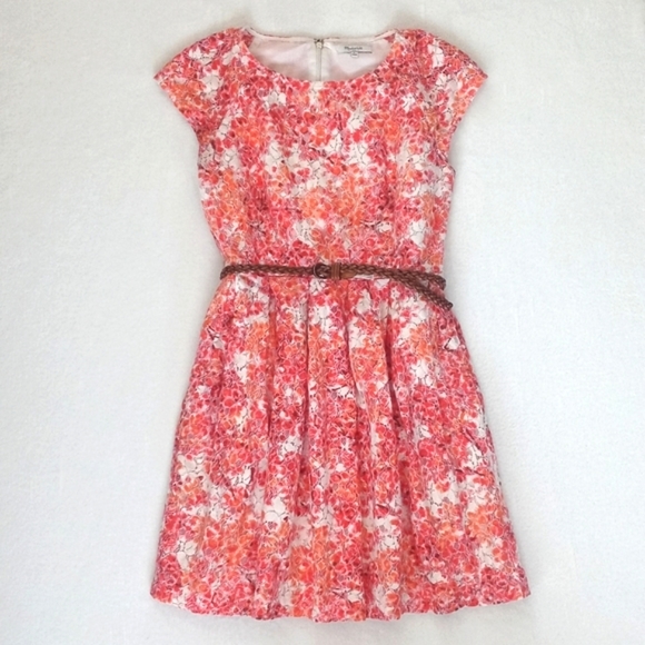 *Relisted* Madewell Women's Orange Floral Watercolor Painted Lacebloom Dress 6 - Picture 12 of 14